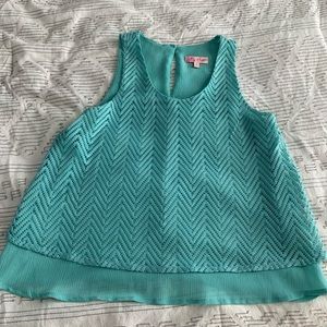 Teal blue textured tank top